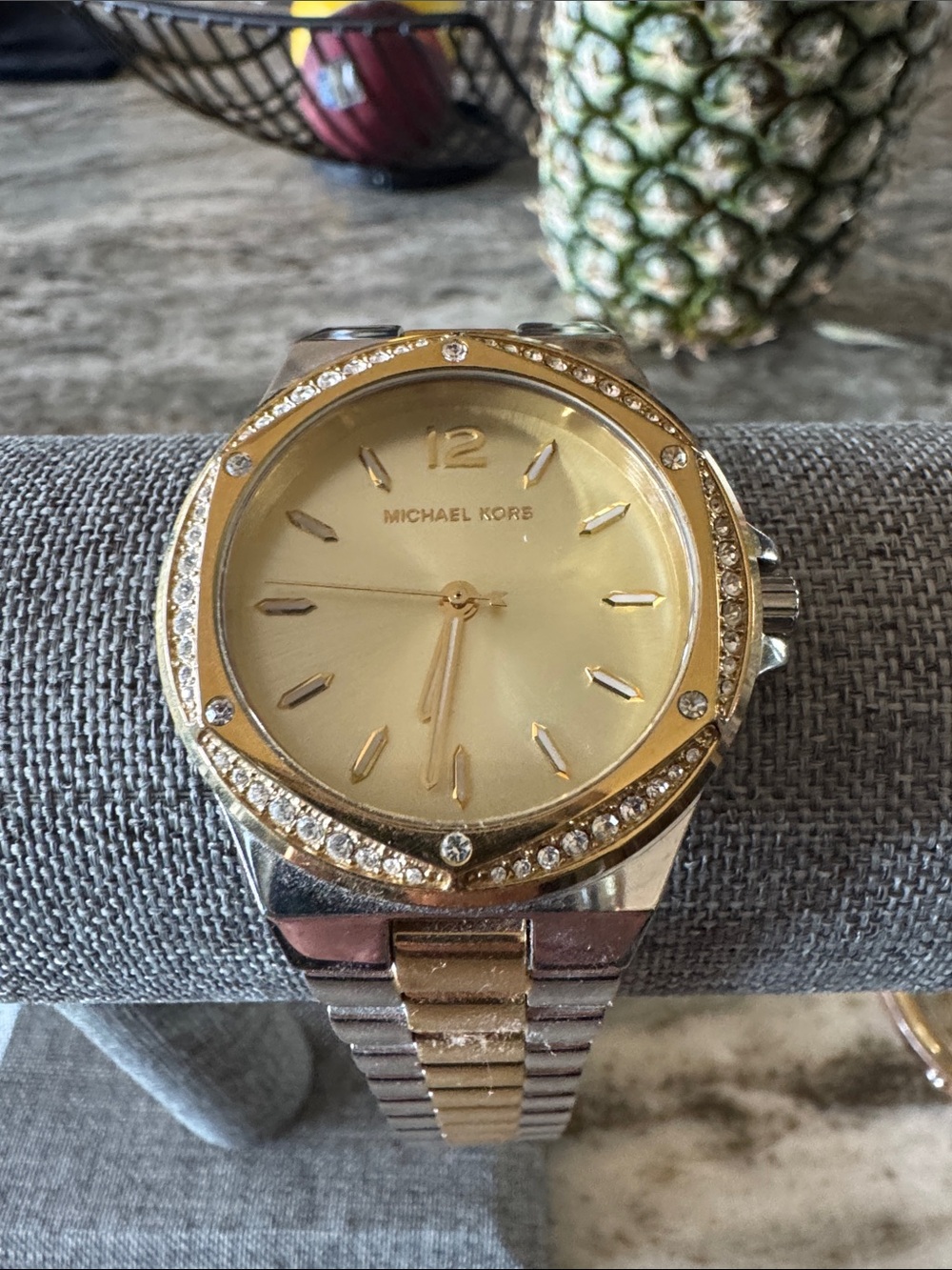 Michael Kors Two-Tone Gold and Silver Crystal Bezel Watch